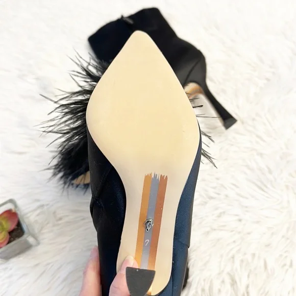 NEW Sam Edelman x Anthropologie Ency Black Satin Heel Ankle Boot women size 7